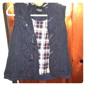 Quilted flannel interior navy vest